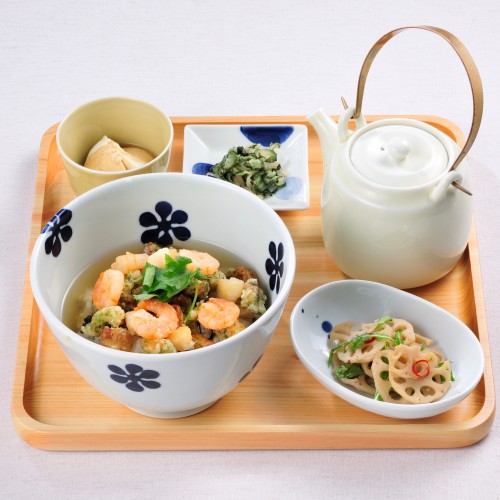 小虾、小柱、矶天的汤汁茶泡饭